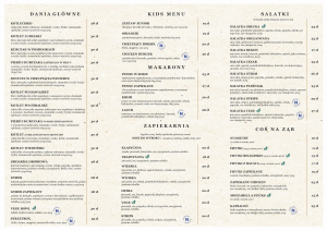 Menu restauracji